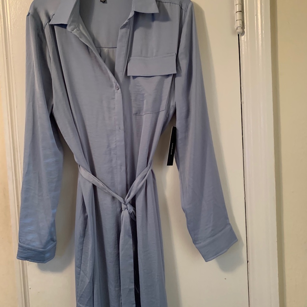 MIDI dress with belt pale blue